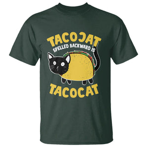 Funny Cat Cinco De Mayo T Shirt Tacocat Spelled Backward Is Tacocat Tacos Cats Lovers TS02 Dark Forest Green Printyourwear