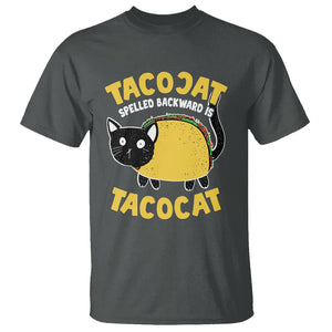 Funny Cat Cinco De Mayo T Shirt Tacocat Spelled Backward Is Tacocat Tacos Cats Lovers TS02 Dark Heather Printyourwear