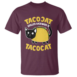 Funny Cat Cinco De Mayo T Shirt Tacocat Spelled Backward Is Tacocat Tacos Cats Lovers TS02 Maroon Printyourwear