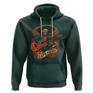 Day of the Dead Hoodie Mexican Skeleton With Guitar Machiari Musican Let's Fiesta Dia De Los Muertos TS02 Dark Forest Green Printyourwear