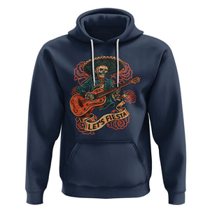 Day of the Dead Hoodie Mexican Skeleton With Guitar Machiari Musican Let's Fiesta Dia De Los Muertos TS02 Navy Printyourwear