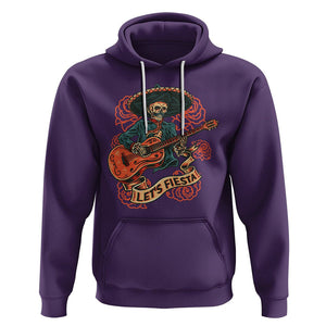 Day of the Dead Hoodie Mexican Skeleton With Guitar Machiari Musican Let's Fiesta Dia De Los Muertos TS02 Purple Printyourwear