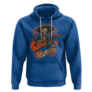 Day of the Dead Hoodie Mexican Skeleton With Guitar Machiari Musican Let's Fiesta Dia De Los Muertos TS02 Royal Blue Printyourwear