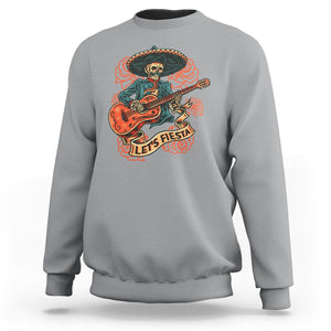 Day of the Dead Sweatshirt Mexican Skeleton With Guitar Machiari Musican Let's Fiesta Dia De Los Muertos TS02 Sport Gray Printyourwear