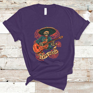 Day of the Dead T Shirt Mexican Skeleton With Guitar Machiari Musican Let's Fiesta Dia De Los Muertos TS02 Purple Printyourwear