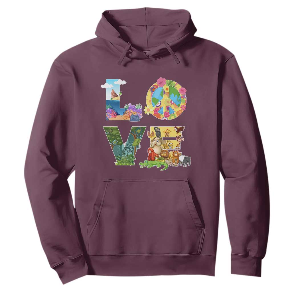 Love Earth Day Hoodie Alphabet Save The Planet Everyday Environment TS02 Maroon Printyourwear