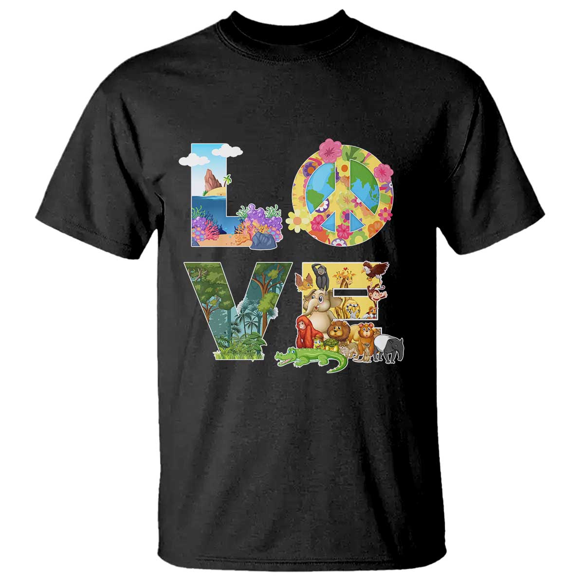 Love Earth Day T Shirt Alphabet Save The Planet Everyday Environment TS02 Black Printyourwear