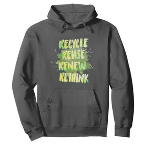 Earth Day Hoodie Recycle Reuse Renew Rethink The Four Rs Go Green TS02 Dark Heather Printyourwear