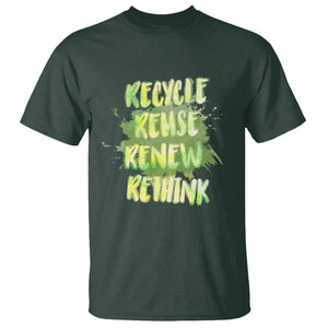 Earth Day T Shirt Recycle Reuse Renew Rethink The Four Rs Go Green TS02 Dark Forest Green Printyourwear