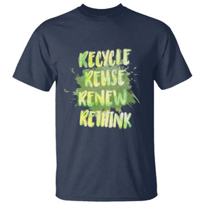 Earth Day T Shirt Recycle Reuse Renew Rethink The Four Rs Go Green TS02 Navy Printyourwear