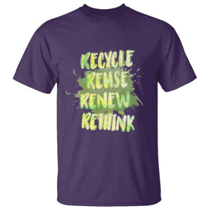 Earth Day T Shirt Recycle Reuse Renew Rethink The Four Rs Go Green TS02 Purple Printyourwear