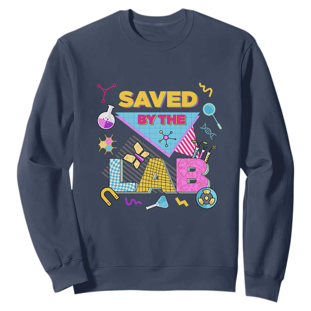 Lab Week Sweatshirt Saved By The Lab Retro Medical Laboratory Tech TS02 Navy Printyourwear