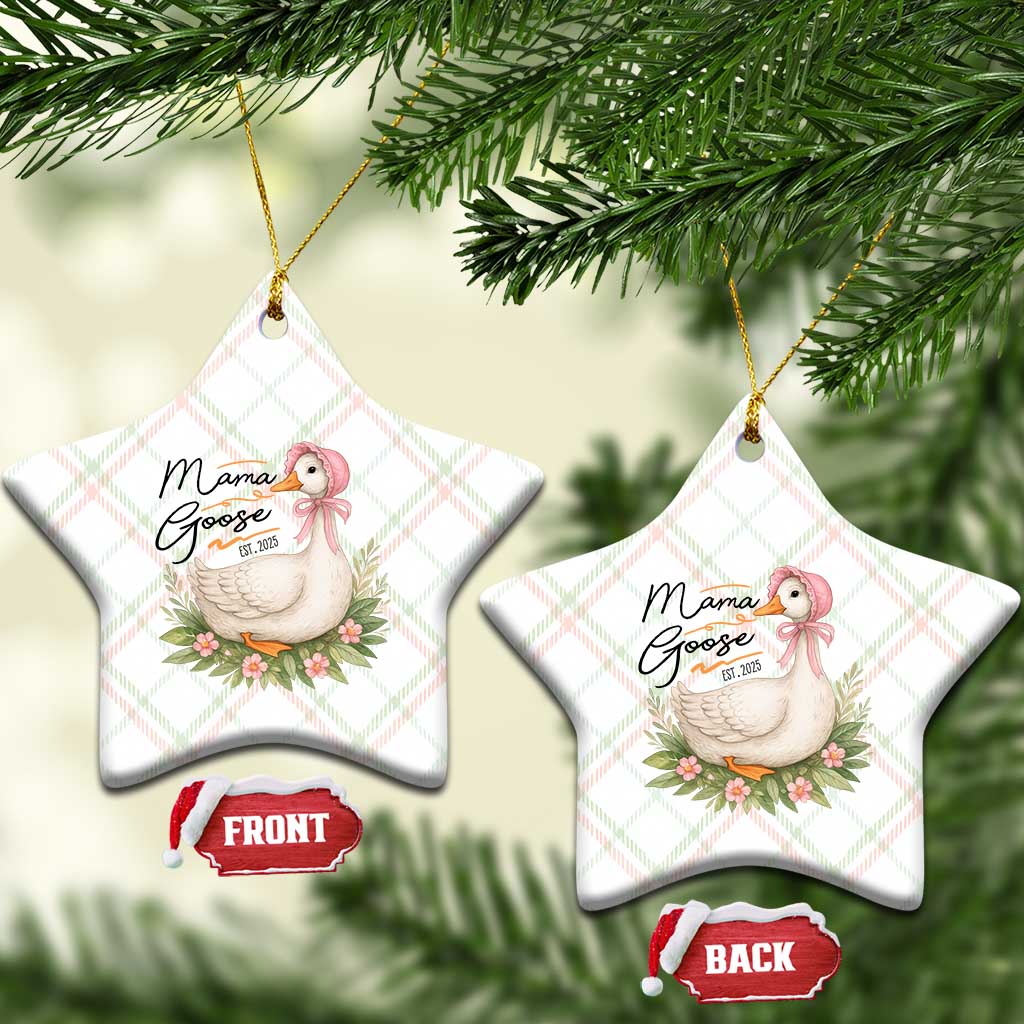 Mama Goose Est 2025 Ceramic Ornament Retro New Mom Mothers Day TS02 Print Your Wear