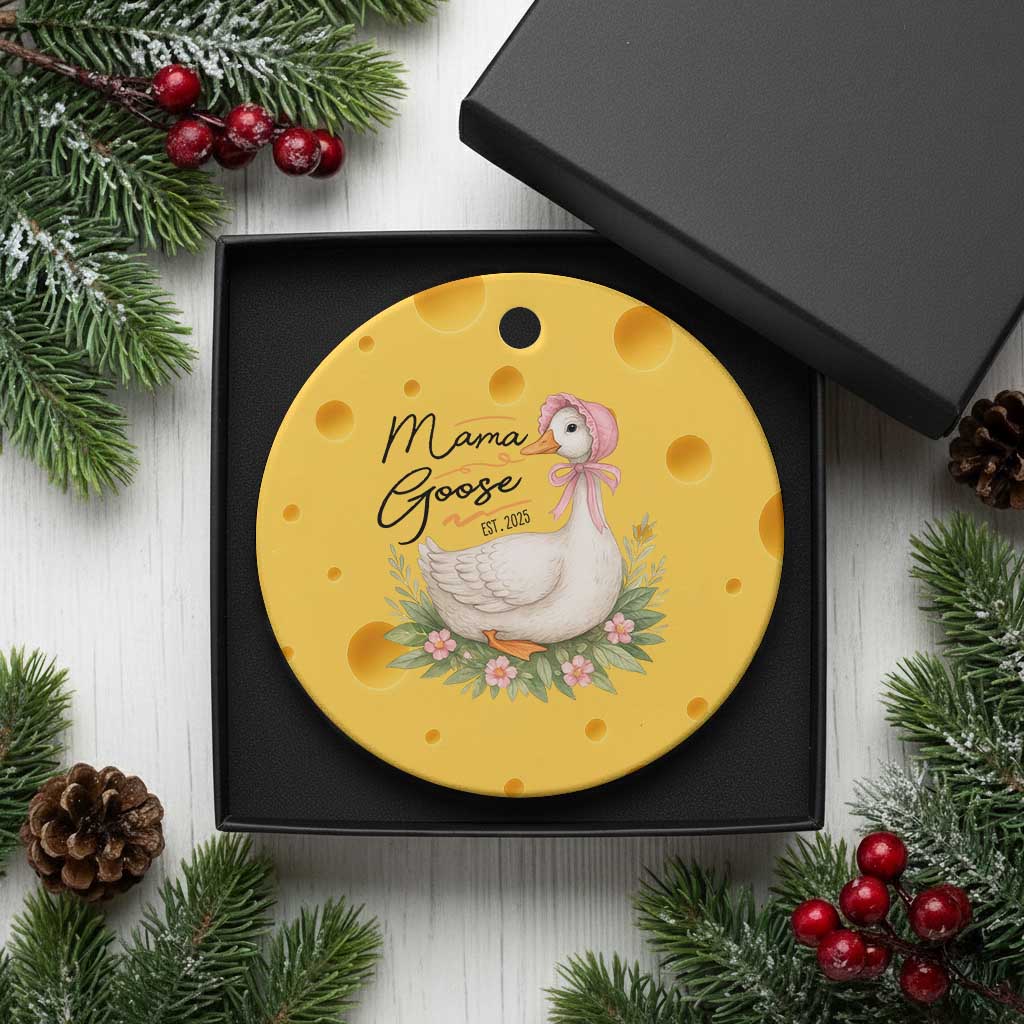 Mama Goose Est 2025 Ceramic Ornament Retro New Mom Mothers Day TS02 1pc Yellow Cheese Print Your Wear