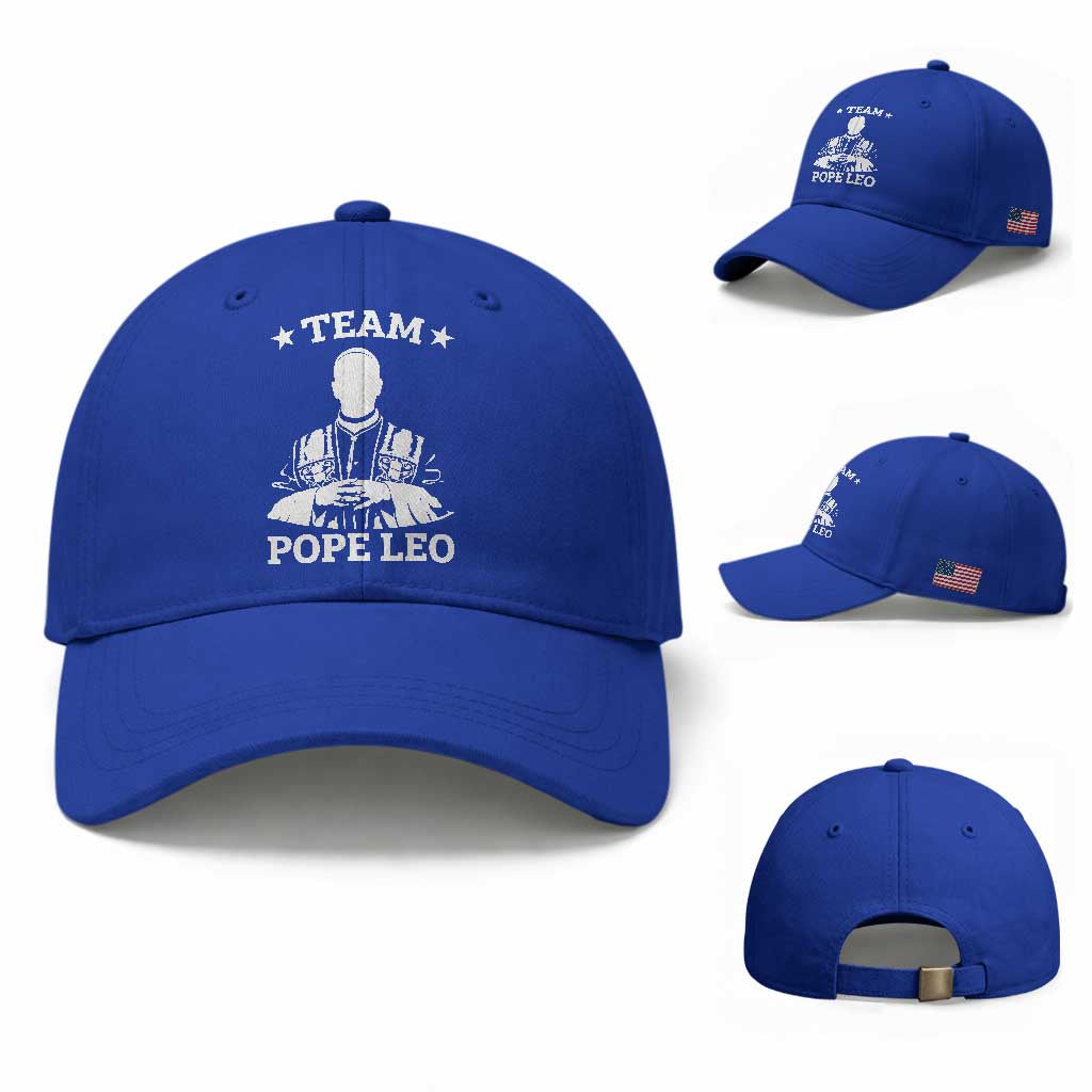 Team Pope Leo XIV Baseball Cap Vintage Catholic Faith Historical Religious Support TS02 Baseball Cap Universal Fit Royal Blue Print Your Wear