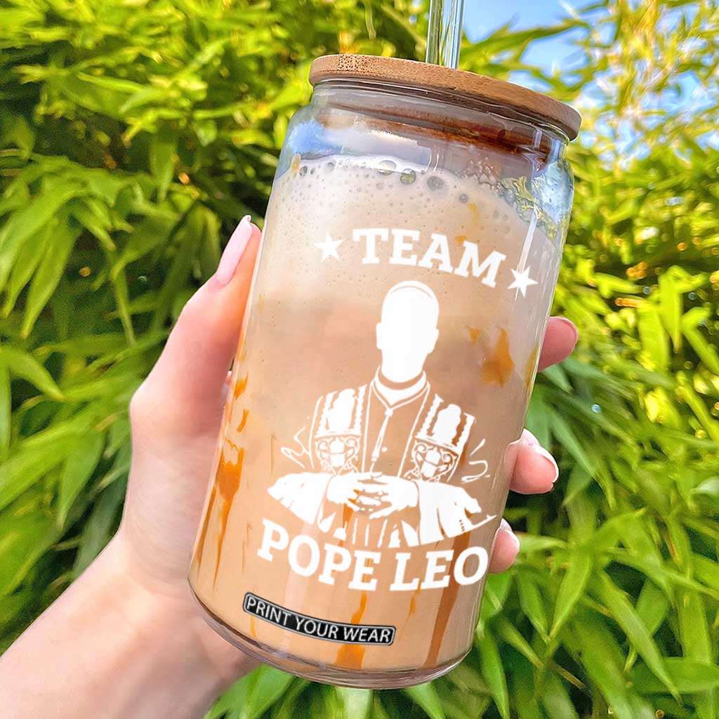 Team Pope Leo XIV Glass Can Vintage Catholic Faith Historical Religious Support TS02 Black Print Your Wear