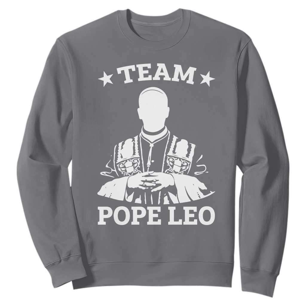 Team Pope Leo XIV Sweatshirt Vintage Catholic Faith Historical Religious Support TS02 Charcoal Print Your Wear