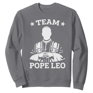 Team Pope Leo XIV Sweatshirt Vintage Catholic Faith Historical Religious Support TS02 Charcoal Print Your Wear