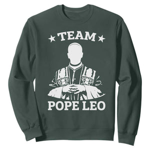 Team Pope Leo XIV Sweatshirt Vintage Catholic Faith Historical Religious Support TS02 Dark Forest Green Print Your Wear