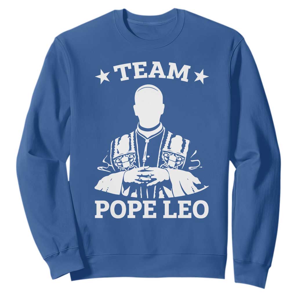 Team Pope Leo XIV Sweatshirt Vintage Catholic Faith Historical Religious Support TS02 Royal Blue Print Your Wear