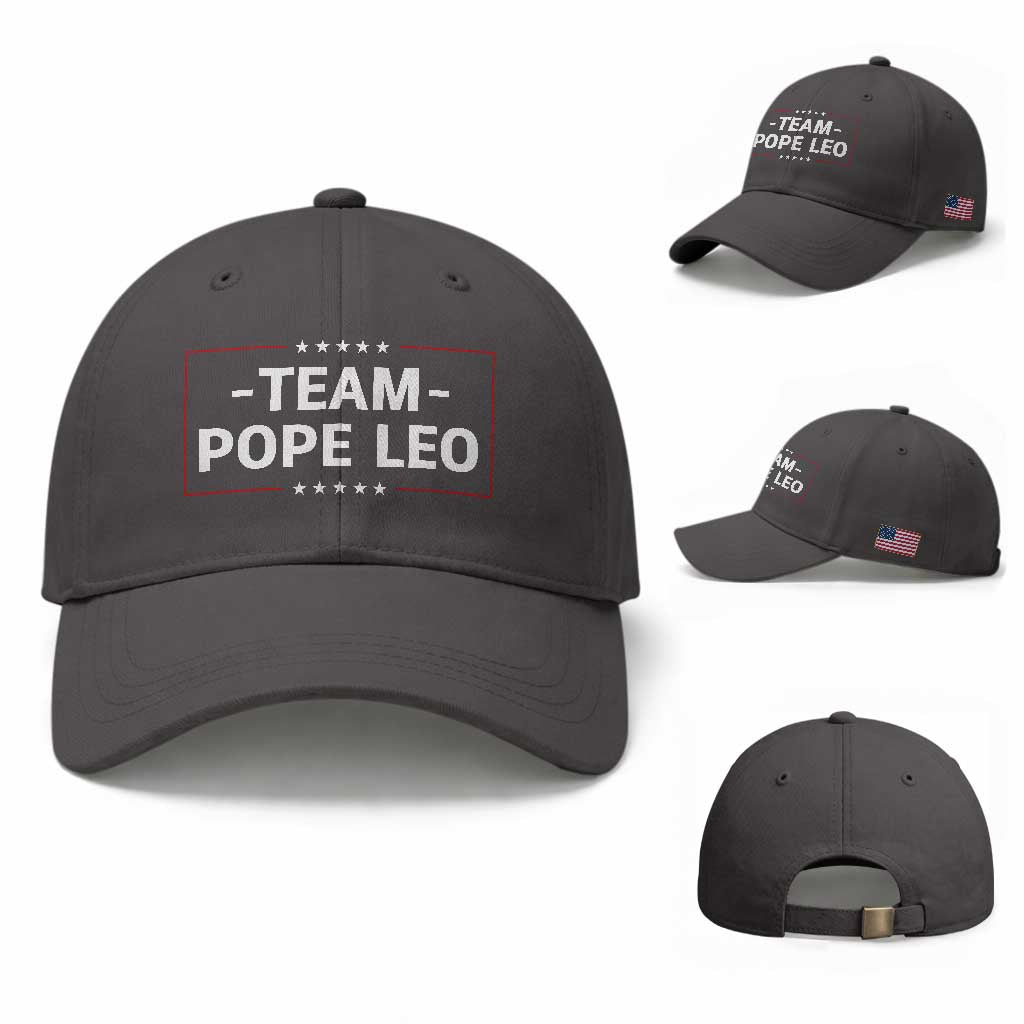 Team Pope Leo XIV Baseball Cap Catholic Pride Religious Faith Solidarity TS02 Baseball Cap Universal Fit Dark Gray Print Your Wear