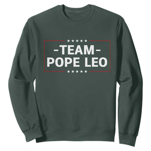 Team Pope Leo XIV Sweatshirt Catholic Pride Religious Faith Solidarity TS02 Dark Forest Green Print Your Wear
