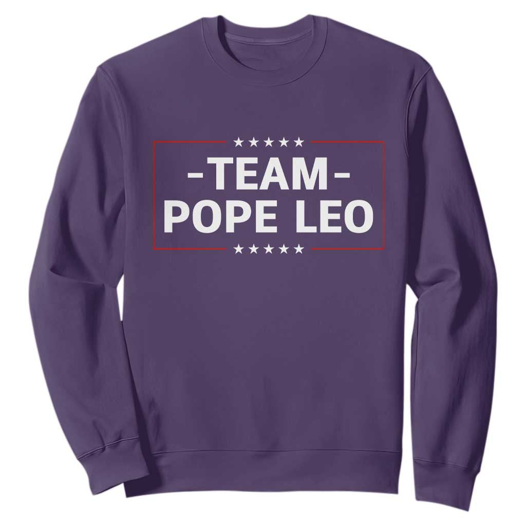 Team Pope Leo XIV Sweatshirt Catholic Pride Religious Faith Solidarity TS02 Purple Print Your Wear
