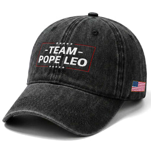 Team Pope Leo XIV Washed Cotton Baseball Cap Catholic Pride Religious Faith Solidarity TS02 Print Your Wear