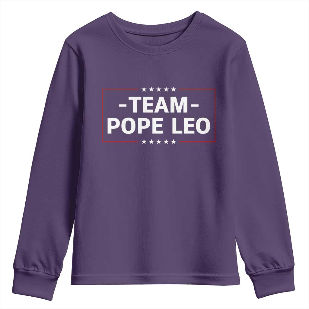 Team Pope Leo XIV Youth Sweatshirt Catholic Pride Religious Faith Solidarity TS02 Purple Print Your Wear