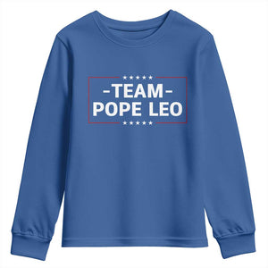 Team Pope Leo XIV Youth Sweatshirt Catholic Pride Religious Faith Solidarity TS02 Royal Blue Print Your Wear
