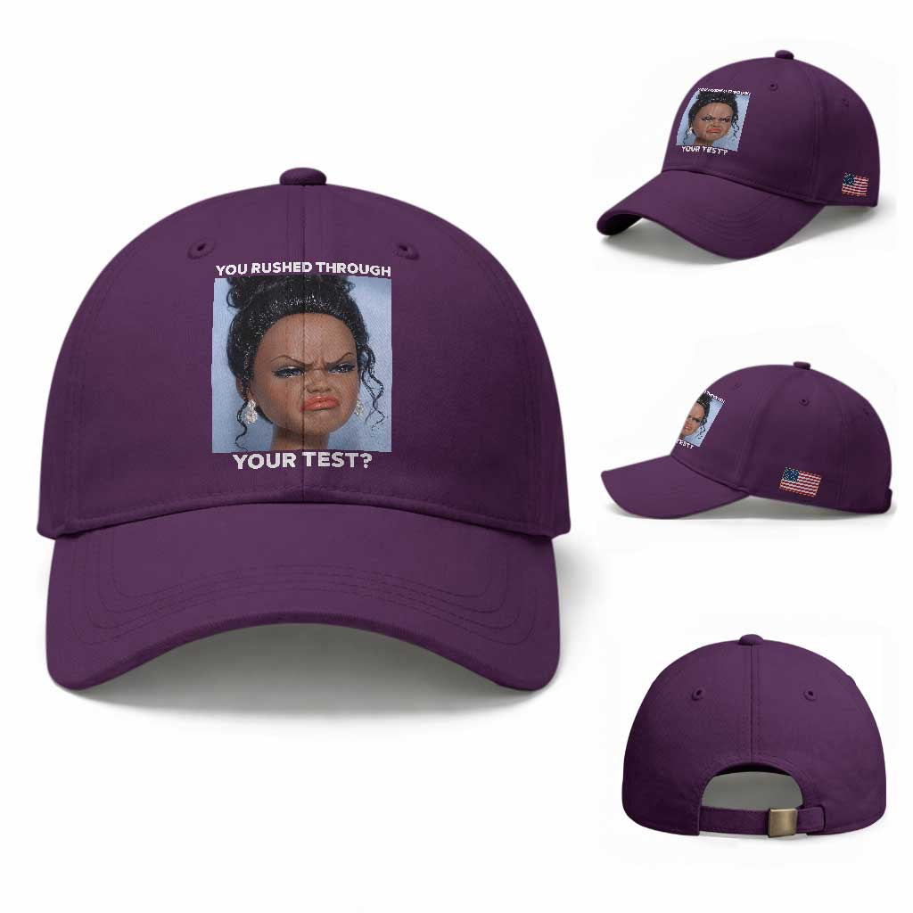Funny You Rushed Through Your Test Doll Face Meme Baseball Cap Teacher Reaction Humor Testing Day TS02 Baseball Cap Universal Fit Purple Print Your Wear