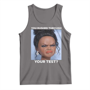 Funny You Rushed Through Your Test Doll Face Meme Tank Top Teacher Reaction Humor Testing Day TS02 Deep Heather Print Your Wear