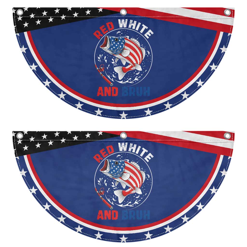 Red White And Bruh Fishing Patriotic Fan Flag Funny Bass 4th Of July American Flag TS02 2pcs pack Classic Navy Print Your Wear