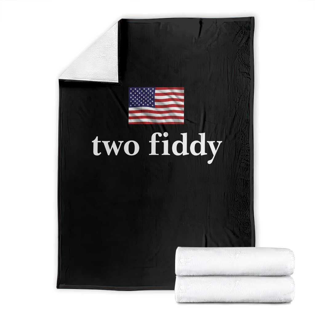 Two Fiddy America 250th Anniversary Minimalist Throw Blanket Funny US American Flag Slang 1776 to 2026 Semiquincentennial TS02 Black Print Your Wear