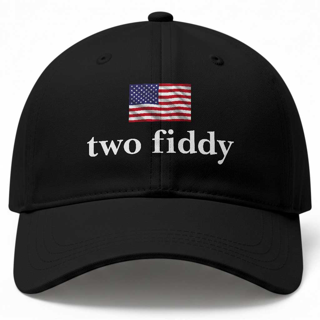 Two Fiddy America 250th Anniversary Minimalist Baseball Cap Funny US American Flag Slang 1776 to 2026 Semiquincentennial TS02 Print Your Wear