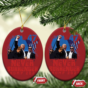 Trump Raised Fist Christmas Ornament Never Surrender Support President 45 47 TS02 Oval Red Print Your Wear