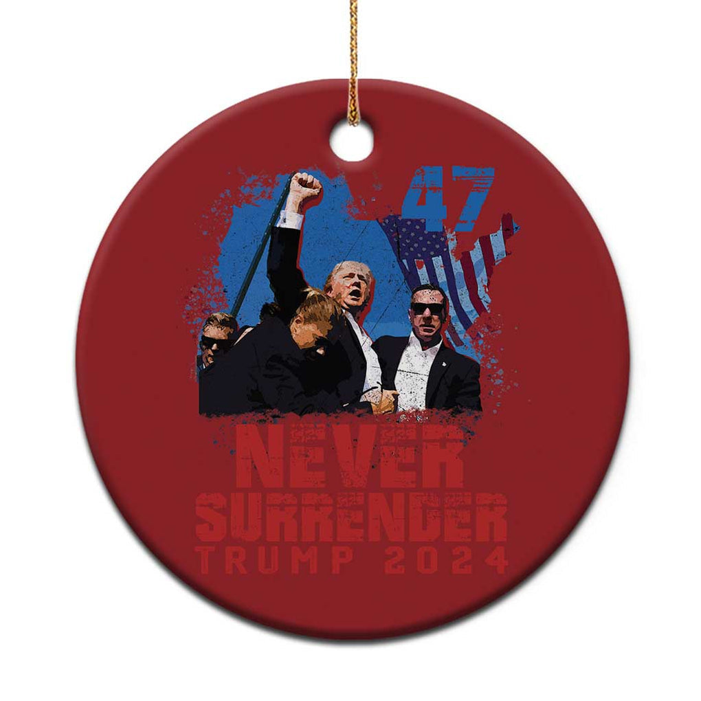 Trump Raised Fist Christmas Ornament Never Surrender Support President 45 47 TS02 Print Your Wear