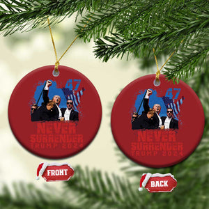 Trump Raised Fist Christmas Ornament Never Surrender Support President 45 47 TS02 Circle Red Print Your Wear