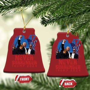 Trump Raised Fist Christmas Ornament Never Surrender Support President 45 47 TS02 Bell Flake Red Print Your Wear