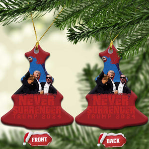 Trump Raised Fist Christmas Ornament Never Surrender Support President 45 47 TS02 Christmas Tree Red Print Your Wear