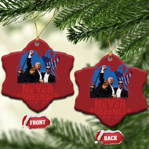 Trump Raised Fist Christmas Ornament Never Surrender Support President 45 47 TS02 Snow Flake Red Print Your Wear