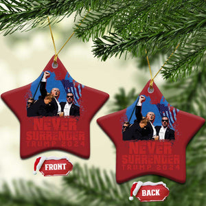 Trump Raised Fist Christmas Ornament Never Surrender Support President 45 47 TS02 Star Red Print Your Wear