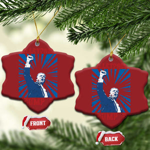 Strong Trump 2024 Christmas Ornament Bulletproof Raised Fist Not Today President 45 47 TS02 Snow Flake Red Print Your Wear