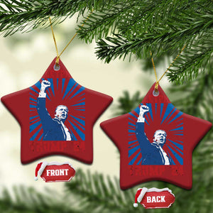 Strong Trump 2024 Christmas Ornament Bulletproof Raised Fist Not Today President 45 47 TS02 Star Red Print Your Wear