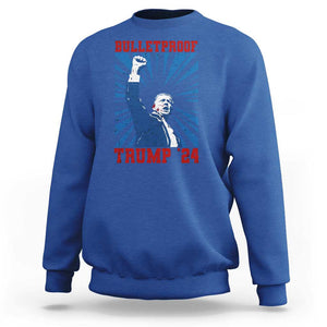 Strong Trump 2024 Sweatshirt Bulletproof Raised Fist Not Today President 45 47 TS02 Royal Blue Print Your Wear