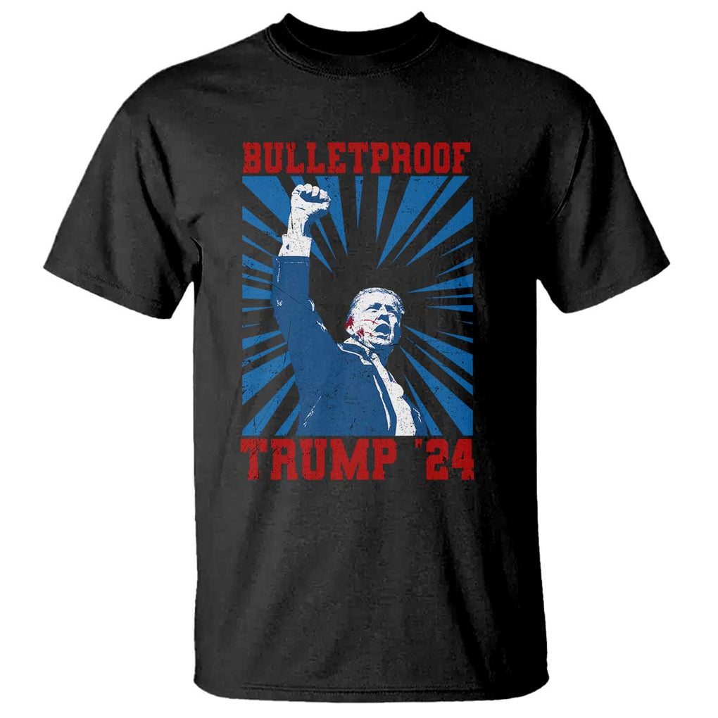 Strong Trump 2024 T Shirt Bulletproof Raised Fist Not Today President 45 47 TS02 Black Print Your Wear