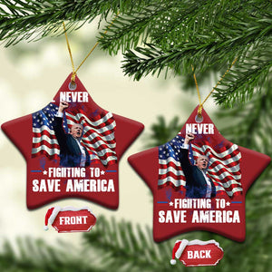 Trump Raised Fist Christmas Ornament He'll Never Stop Fighting To Save America TS02 Star Red Print Your Wear