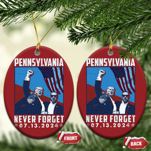 Trump Raised Fist Christmas Ornament Butler Pennsylvania Never Forget July 13 2024 TS02 Oval Red Print Your Wear