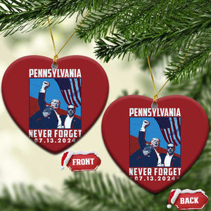 Trump Raised Fist Christmas Ornament Butler Pennsylvania Never Forget July 13 2024 TS02 Heart Red Print Your Wear