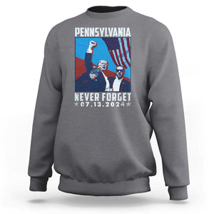 Trump Raised Fist Sweatshirt Butler Pennsylvania Never Forget July 13 2024 TS02 Charcoal Print Your Wear